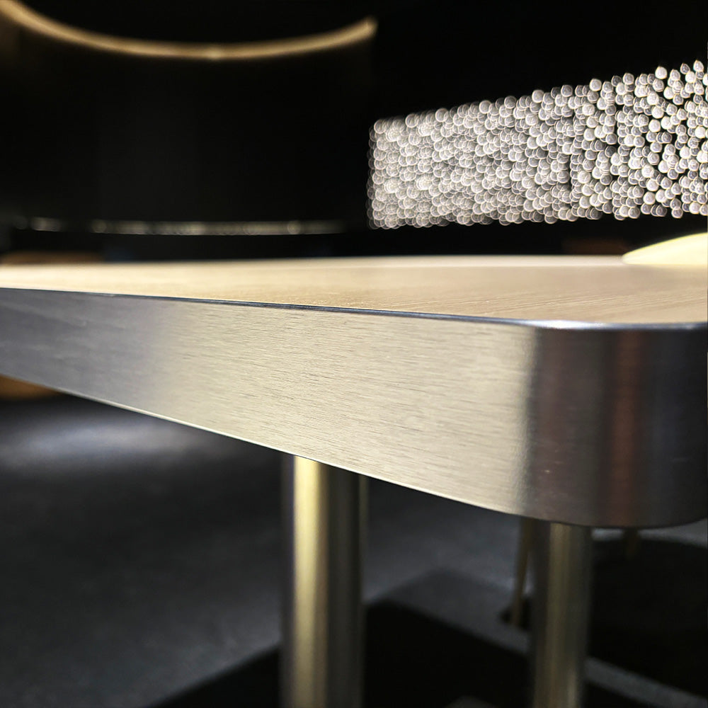 HUALIN Modern style theme restaurant luxury marble dining table with stainless steel legs, customizable size and color