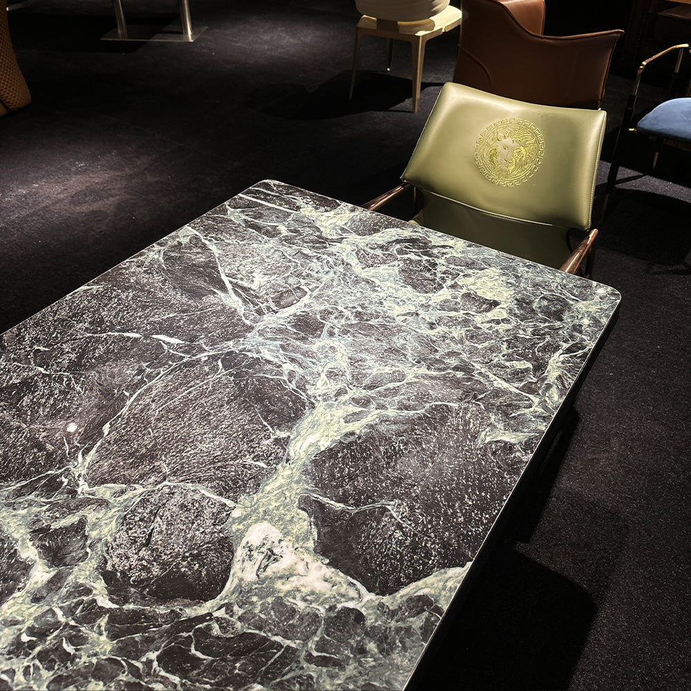 HUALIN Modern style theme restaurant luxury marble dining table with stainless steel legs, customizable size and color