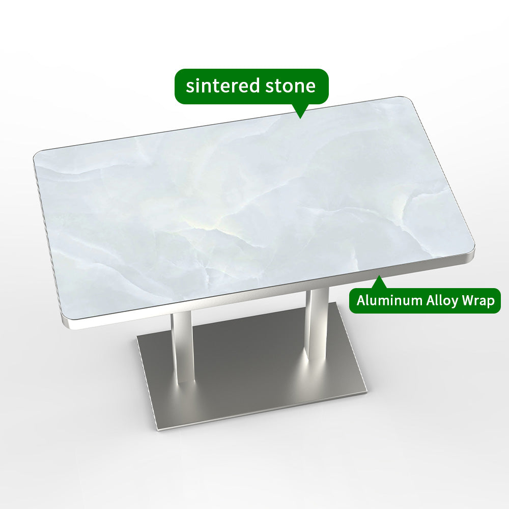 HUALIN Modern style restaurant stone pattern luxury rock slab dining table sintered stone dining table custom sizes and colors