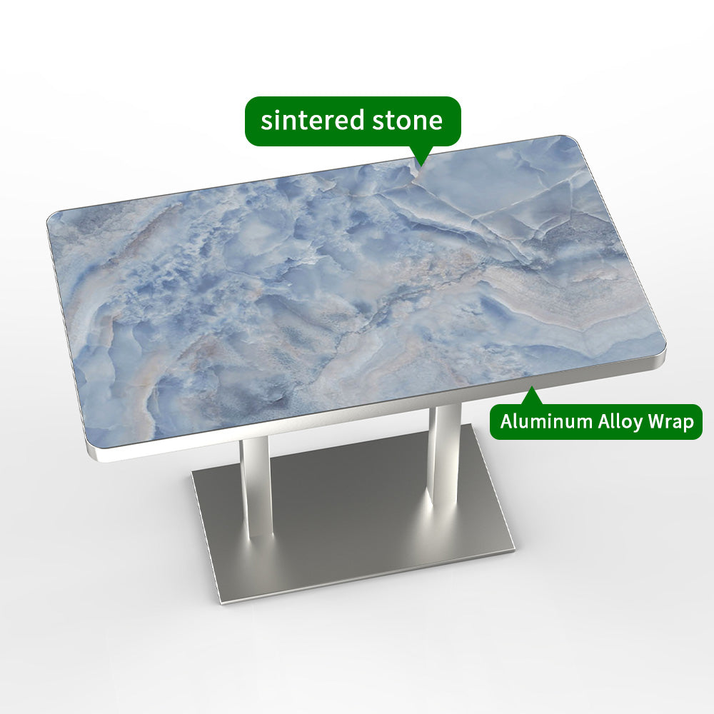 HUALIN Modern style restaurant stone pattern luxury rock slab dining table sintered stone dining table custom sizes and colors