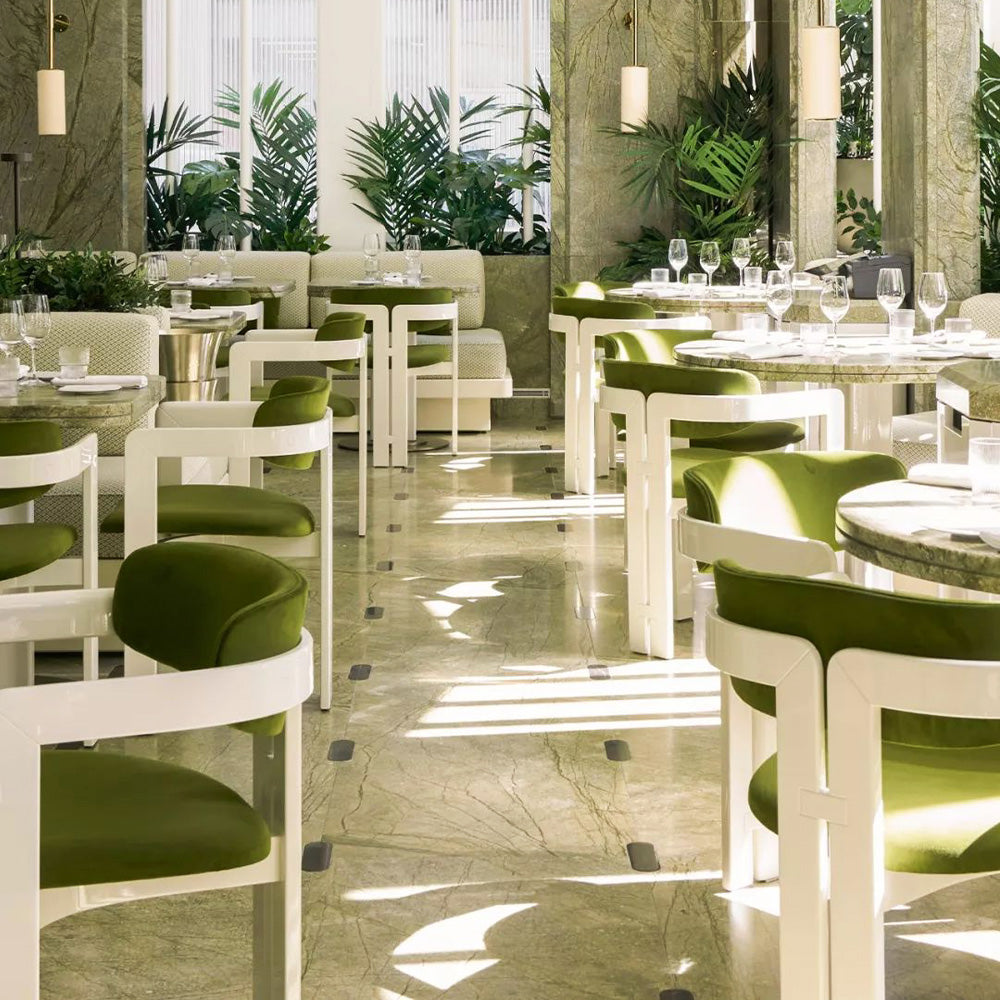 HUALIN Luxurious sintered stone dining tables, solid wood dining tables, dining chairs and comfortable booths. Customizable materials, colors and sizes