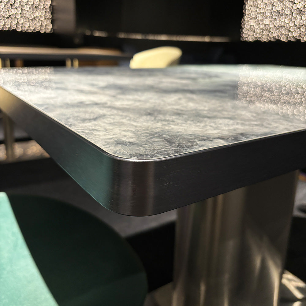 HUALIN Modern style theme restaurant luxury marble dining table with stainless steel legs, customizable size and color