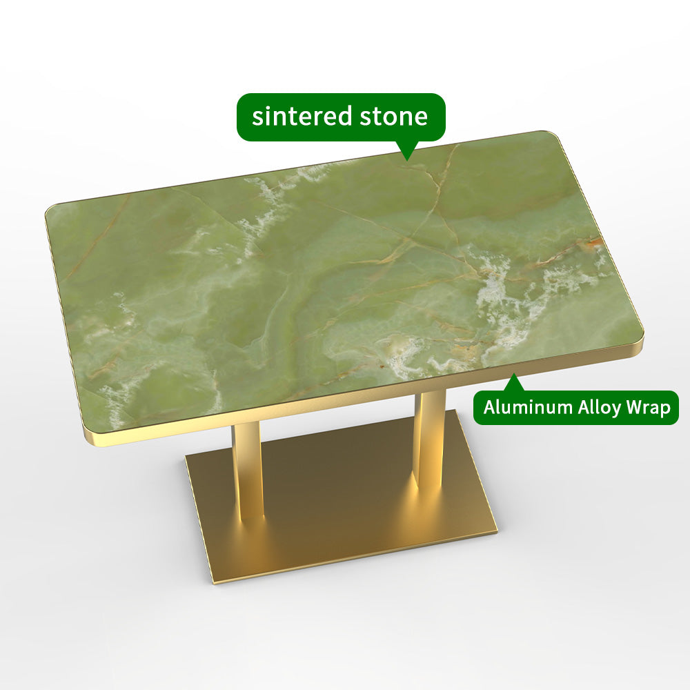 HUALIN Modern style restaurant stone pattern luxury rock slab dining table sintered stone dining table custom sizes and colors