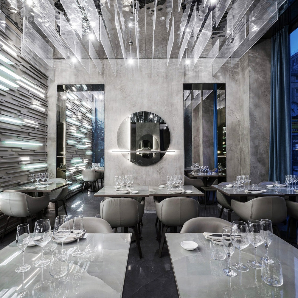 HUALIN Luxurious sintered stone dining tables, solid wood dining tables, dining chairs and comfortable booths. Customizable materials, colors and sizes