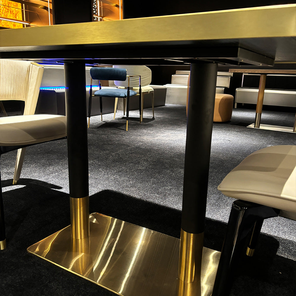 HUALIN Modern style theme restaurant luxury marble dining table with stainless steel legs, customizable size and color