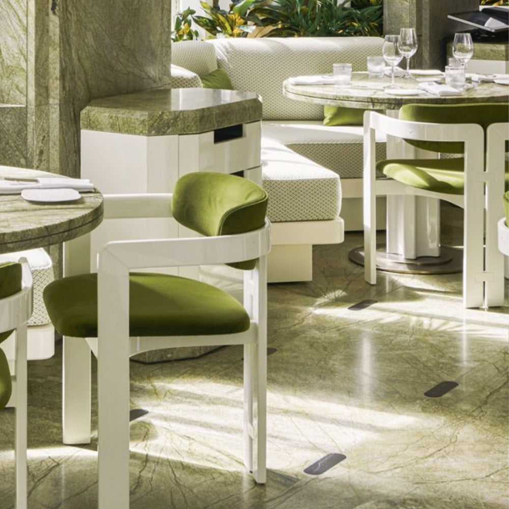 HUALIN Luxurious sintered stone dining tables, solid wood dining tables, dining chairs and comfortable booths. Customizable materials, colors and sizes