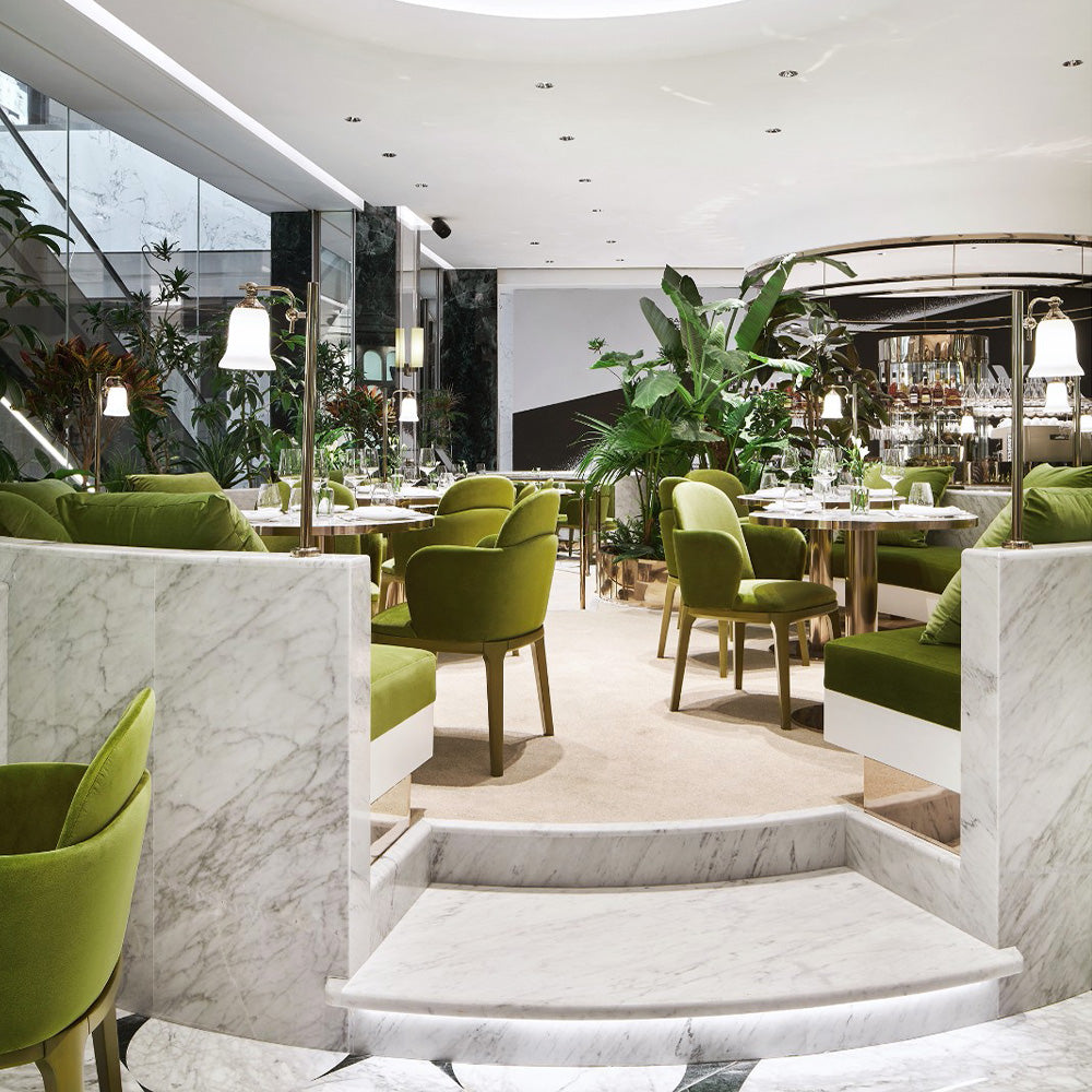 HUALIN Luxurious sintered stone dining tables, solid wood dining tables, dining chairs and comfortable booths. Customizable materials, colors and sizes