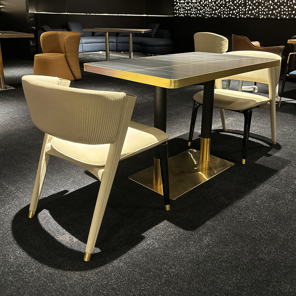 HUALIN Modern style theme restaurant luxury marble dining table with stainless steel legs, customizable size and color