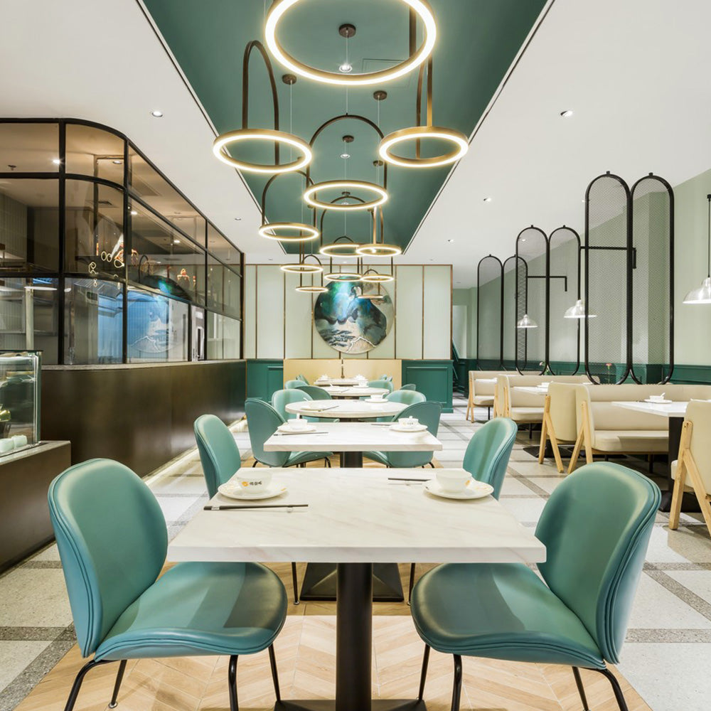 HUALIN Luxurious sintered stone dining tables, solid wood dining tables, dining chairs and comfortable booths. Customizable materials, colors and sizes