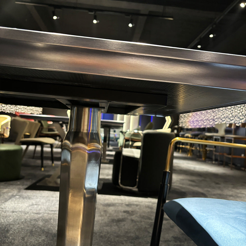 HUALIN Modern style theme restaurant luxury marble dining table with stainless steel legs, customizable size and color