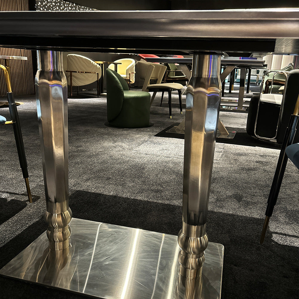 HUALIN Modern style theme restaurant luxury marble dining table with stainless steel legs, customizable size and color