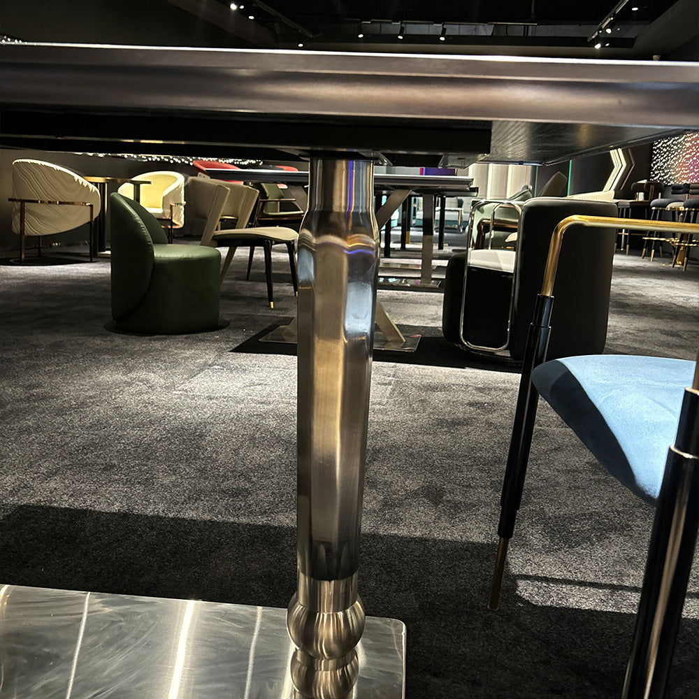 HUALIN Modern style theme restaurant luxury marble dining table with stainless steel legs, customizable size and color