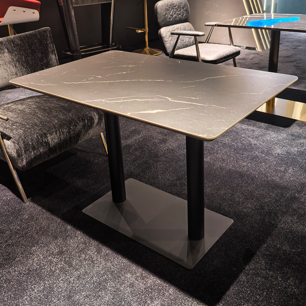 HUALIN Modern style theme restaurant luxury marble dining table with stainless steel legs, customizable size and color