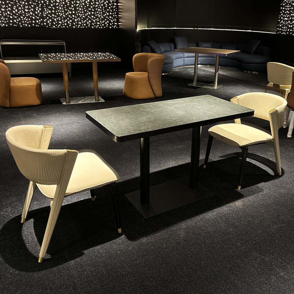 HUALIN Modern style theme restaurant luxury marble dining table with stainless steel legs, customizable size and color