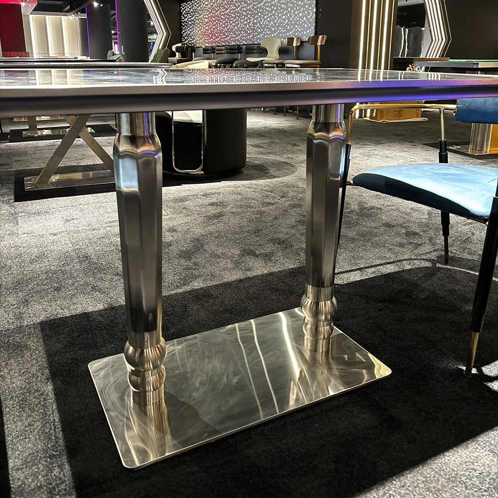 HUALIN Modern style theme restaurant luxury marble dining table with stainless steel legs, customizable size and color