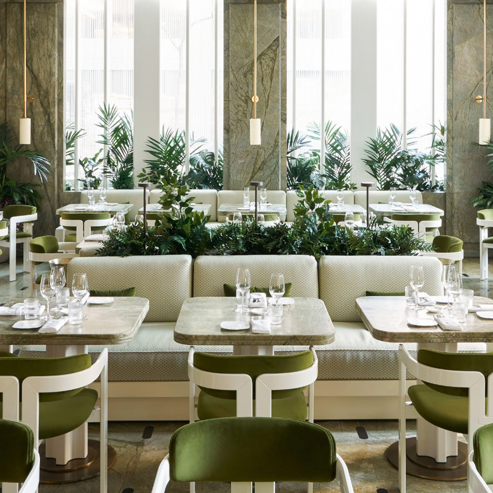 HUALIN Luxurious sintered stone dining tables, solid wood dining tables, dining chairs and comfortable booths. Customizable materials, colors and sizes