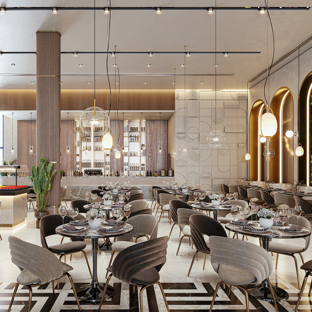 HUALIN Luxurious sintered stone dining tables, solid wood dining tables, dining chairs and comfortable booths. Customizable materials, colors and sizes