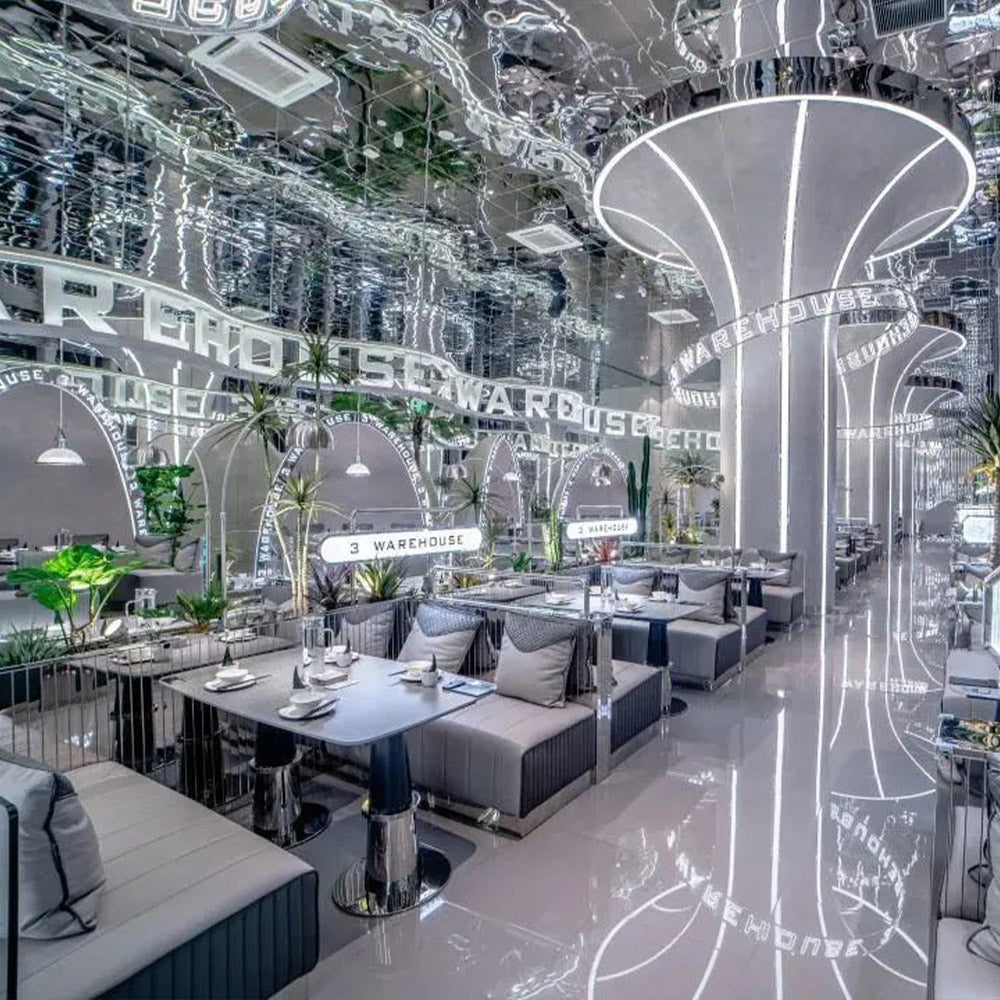 HUALIN Luxurious sintered stone dining tables, solid wood dining tables, dining chairs and comfortable booths. Customizable materials, colors and sizes