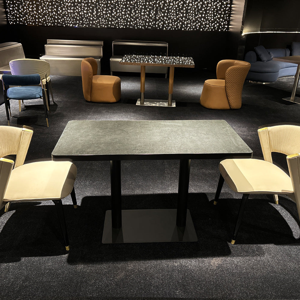 HUALIN Modern style theme restaurant luxury marble dining table with stainless steel legs, customizable size and color