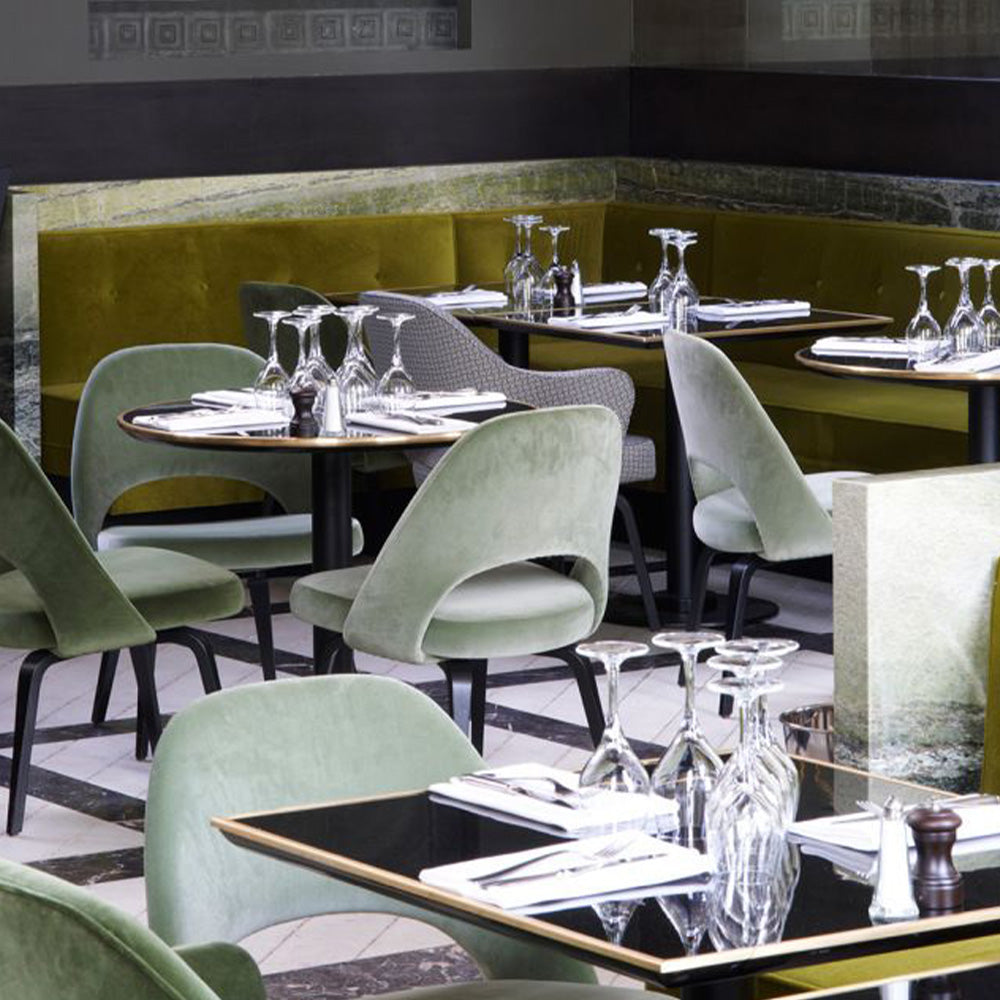 HUALIN Luxurious sintered stone dining tables, solid wood dining tables, dining chairs and comfortable booths. Customizable materials, colors and sizes
