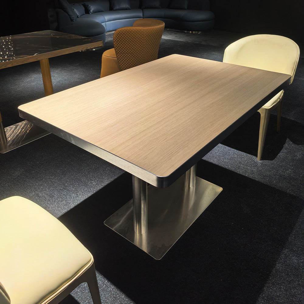 HUALIN Modern style theme restaurant luxury marble dining table with stainless steel legs, customizable size and color