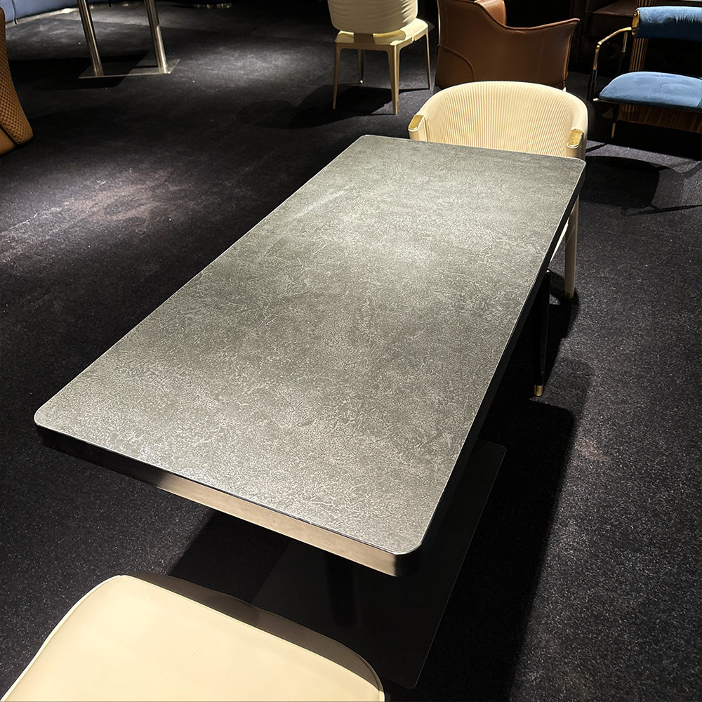 HUALIN Modern style theme restaurant luxury marble dining table with stainless steel legs, customizable size and color