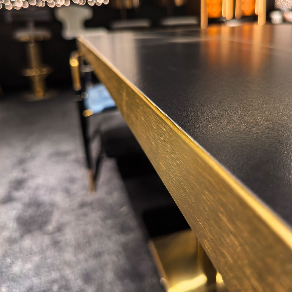 HUALIN Modern style theme restaurant luxury marble dining table with stainless steel legs, customizable size and color