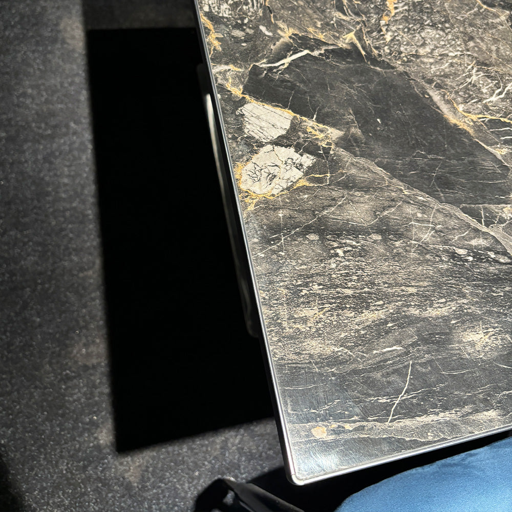 HUALIN Modern style theme restaurant luxury marble dining table with stainless steel legs, customizable size and color
