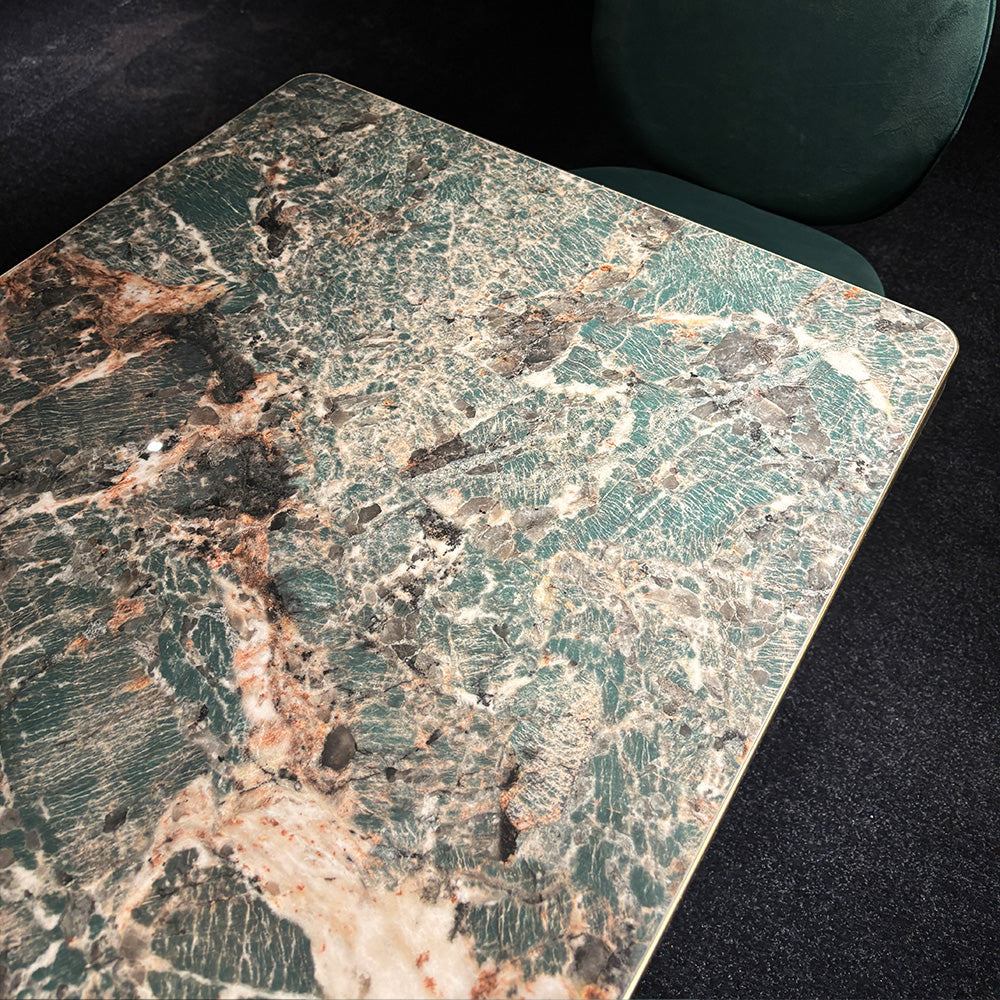 HUALIN Modern style theme restaurant luxury marble dining table with stainless steel legs, customizable size and color