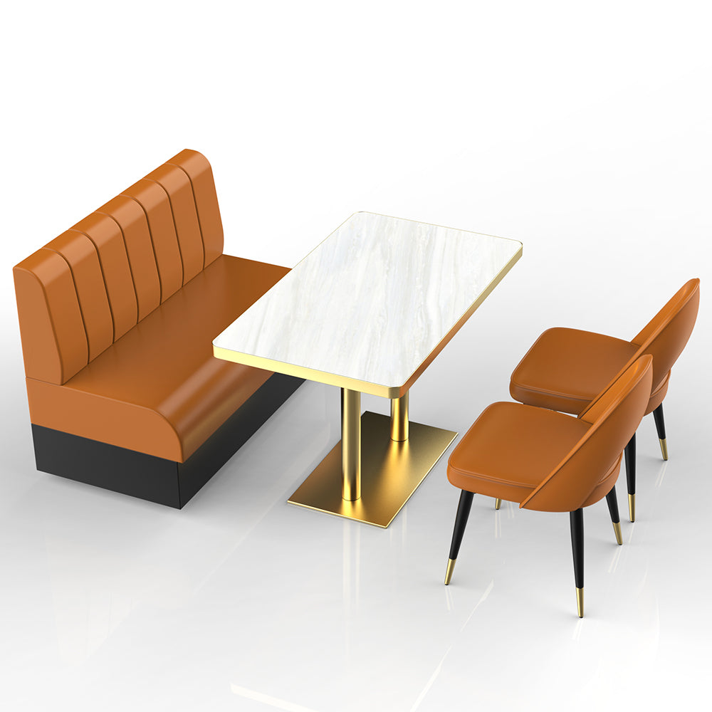 HUALIN Restaurant Luxury Sintered Stone Ceramic Dining Table And Chair Comfortable Booth