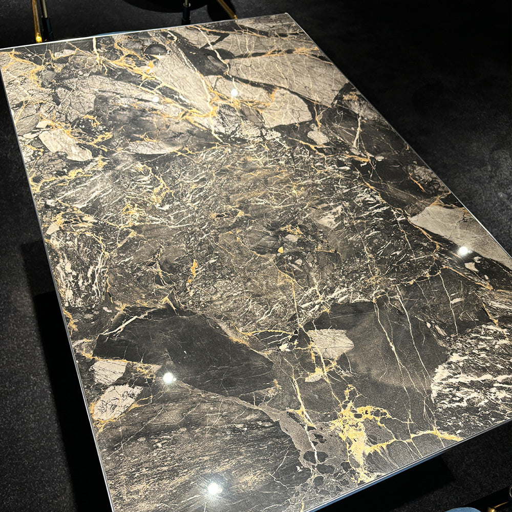 HUALIN Modern style theme restaurant luxury marble dining table with stainless steel legs, customizable size and color