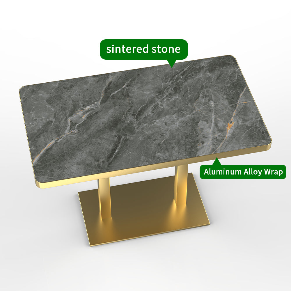 HUALIN Industrial style restaurant grey luxury slate dining table sintered stone dining table custom size and color
