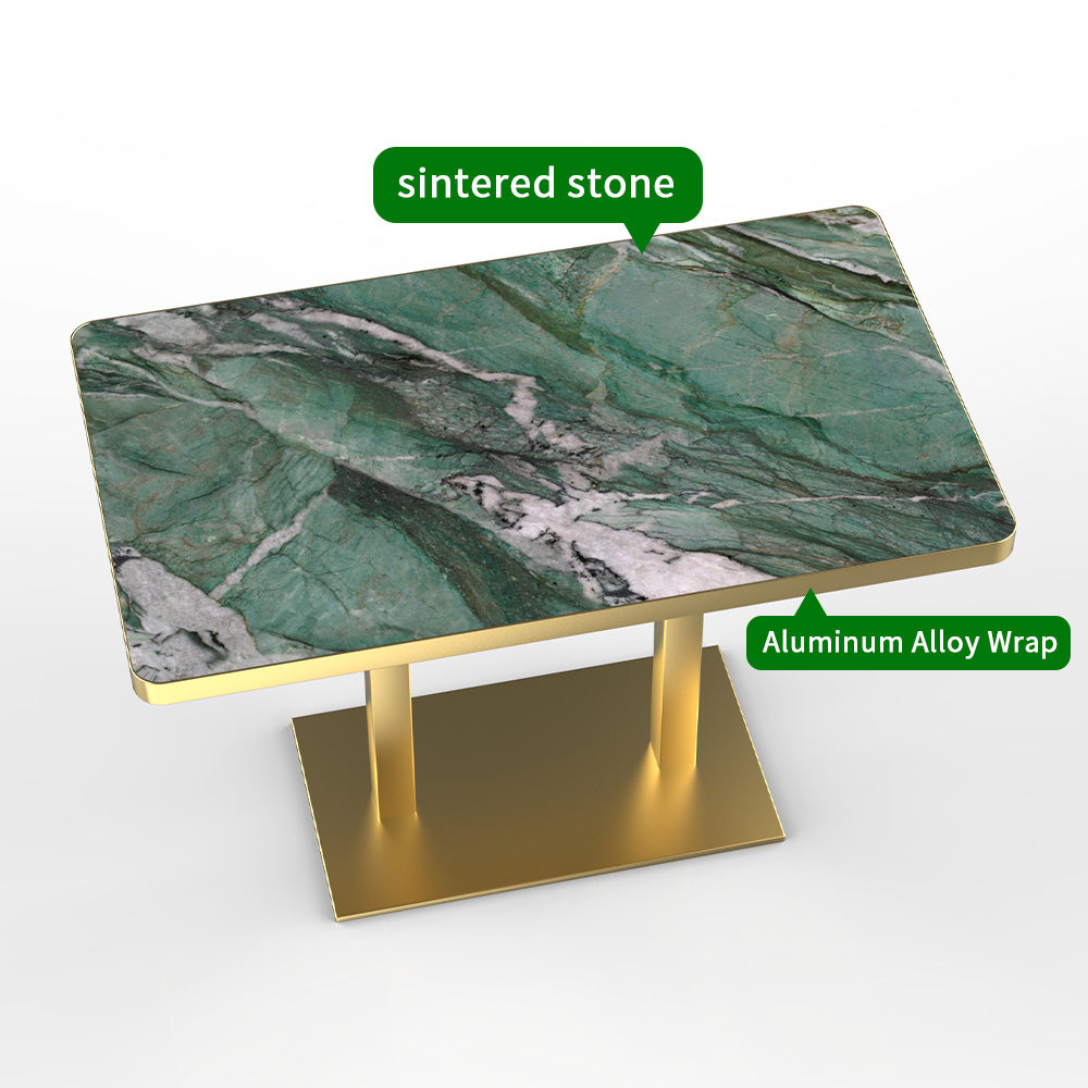 HUALIN Modern style restaurant stone pattern luxury rock slab dining table sintered stone dining table custom sizes and colors