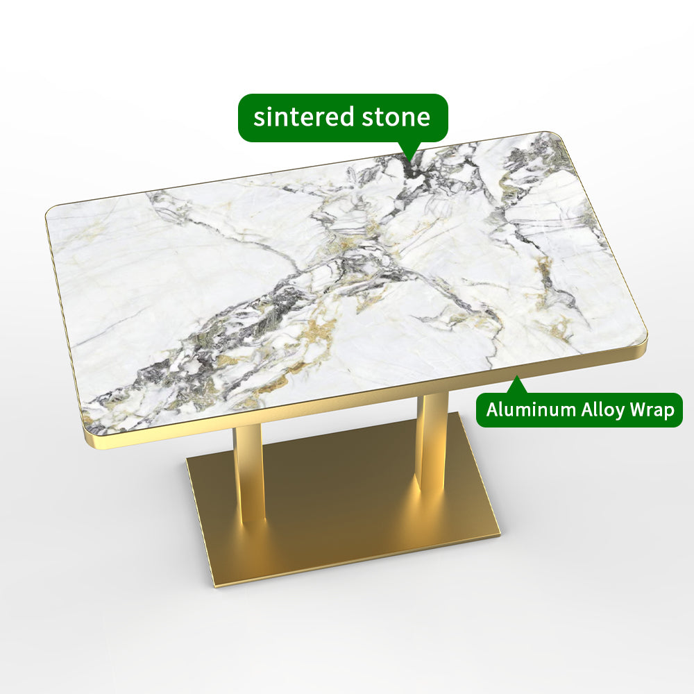 HUALIN Hotel theme restaurant luxury sintered stone dining table, marble dining table, customizable size and color