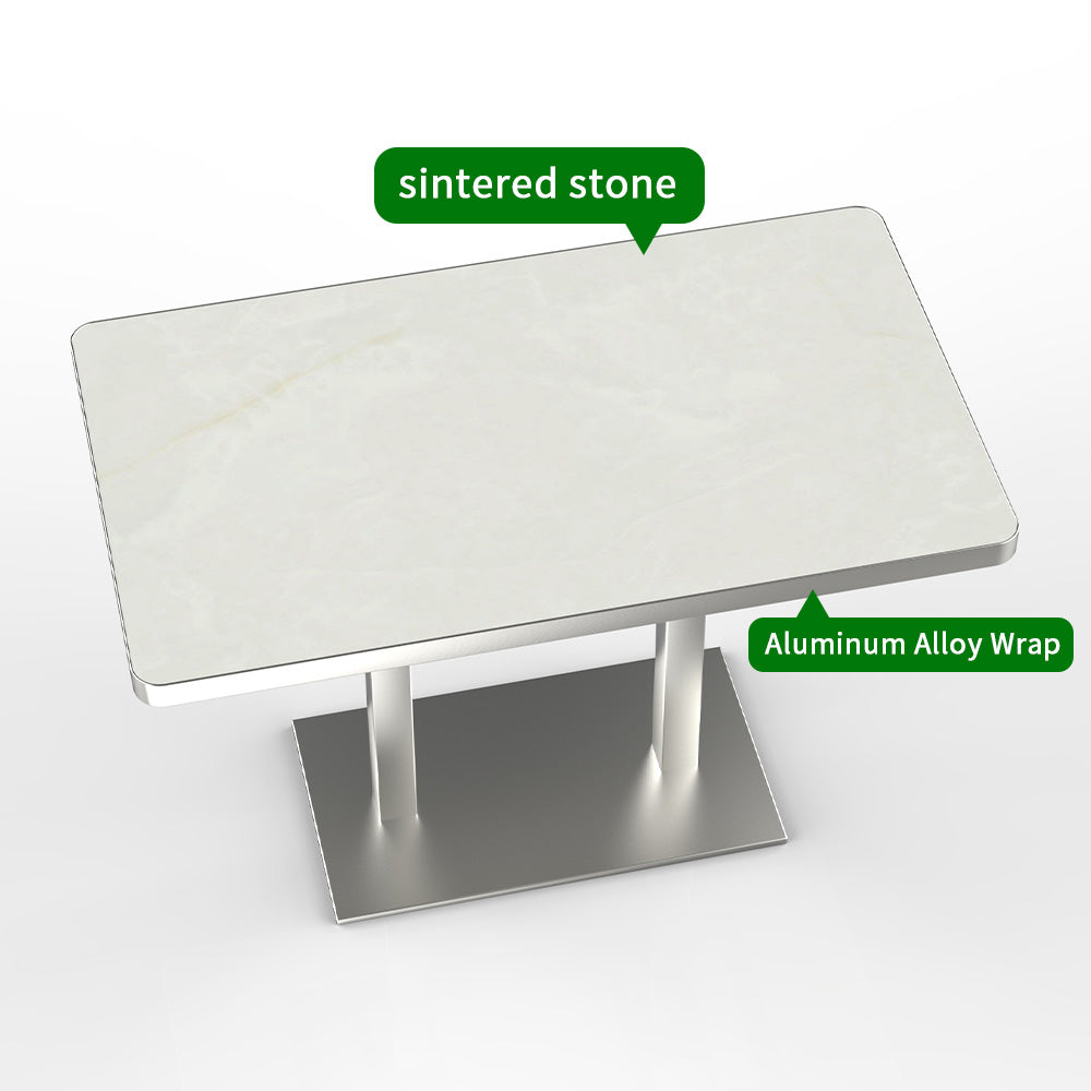 HUALIN Modern style restaurant stone pattern luxury rock slab dining table sintered stone dining table custom sizes and colors