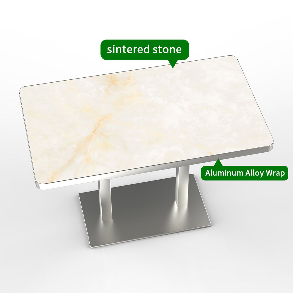 HUALIN Modern style restaurant stone pattern luxury rock slab dining table sintered stone dining table custom sizes and colors