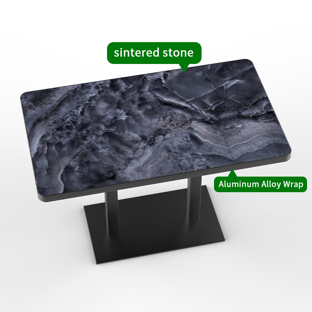 HUALIN Modern style restaurant stone pattern luxury rock slab dining table sintered stone dining table custom sizes and colors