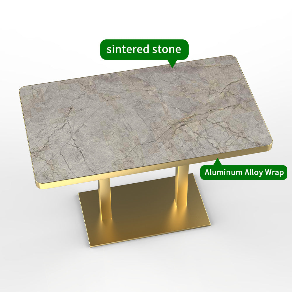 HUALIN Industrial style restaurant grey luxury slate dining table sintered stone dining table custom size and color