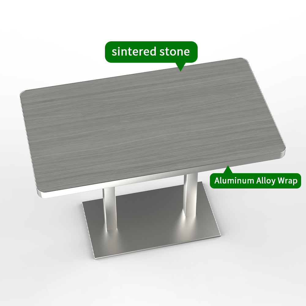 HUALIN Natural style dining room wood grain pattern luxury rock slab dining table sintered stone dining table custom sizes and colors
