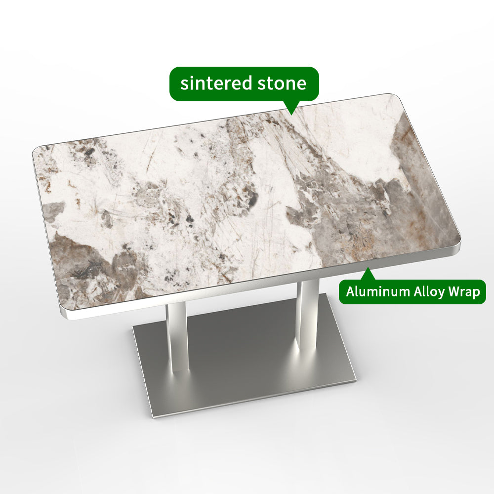 HUALIN Hotel theme restaurant luxury sintered stone dining table, marble dining table, customizable size and color