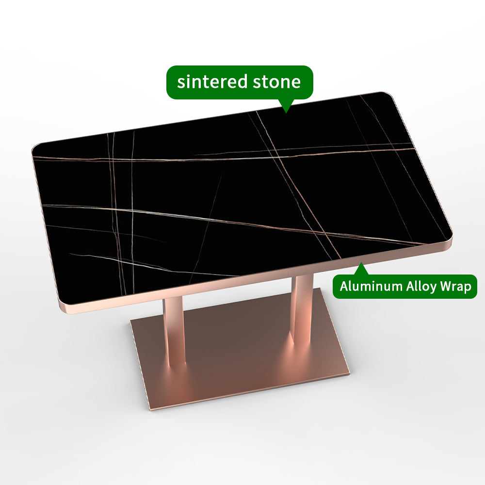 HUALIN Modern style theme restaurant luxury sintered stone dining table, marble dining table batch customization color and size can be customized