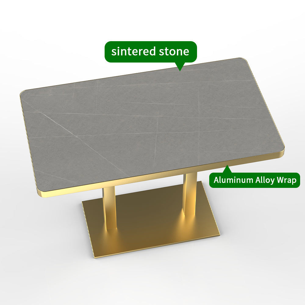 HUALIN Modern style restaurant luxury rock slab dining table custom size and color