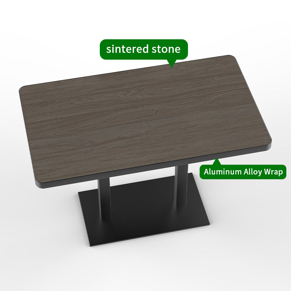 HUALIN Natural style dining room wood grain pattern luxury rock slab dining table sintered stone dining table custom sizes and colors