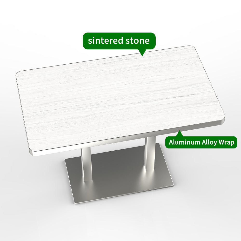 HUALIN Natural style dining room wood grain pattern luxury rock slab dining table sintered stone dining table custom sizes and colors