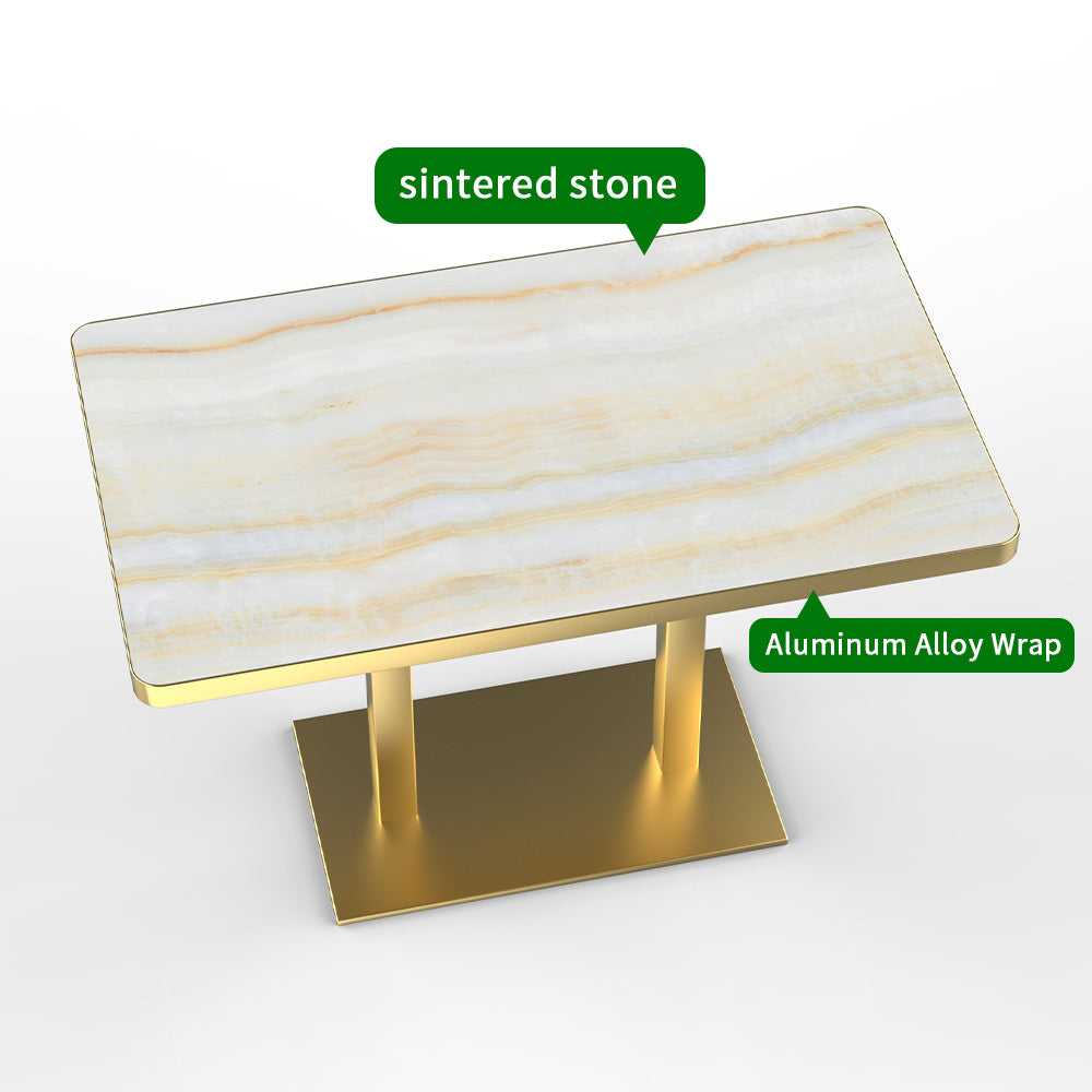 HUALIN Modern style restaurant stone pattern luxury rock slab dining table sintered stone dining table custom sizes and colors