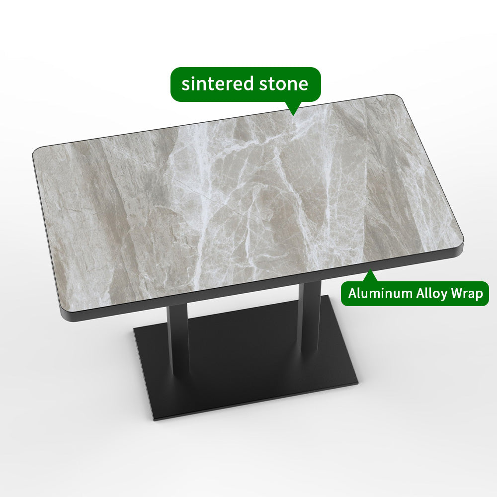 HUALIN Industrial style restaurant grey luxury slate dining table sintered stone dining table custom size and color