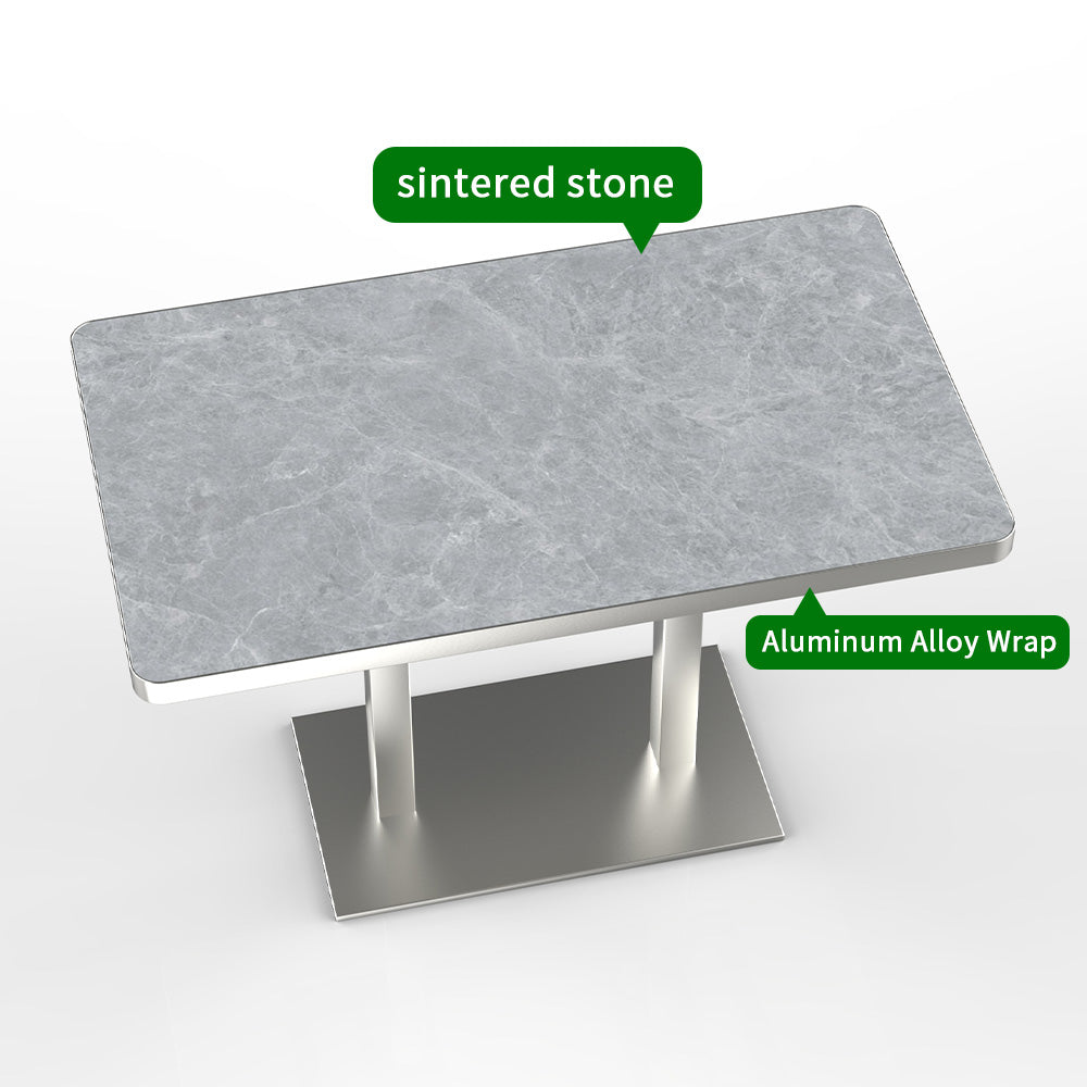 HUALIN Industrial style restaurant grey luxury slate dining table sintered stone dining table custom size and color