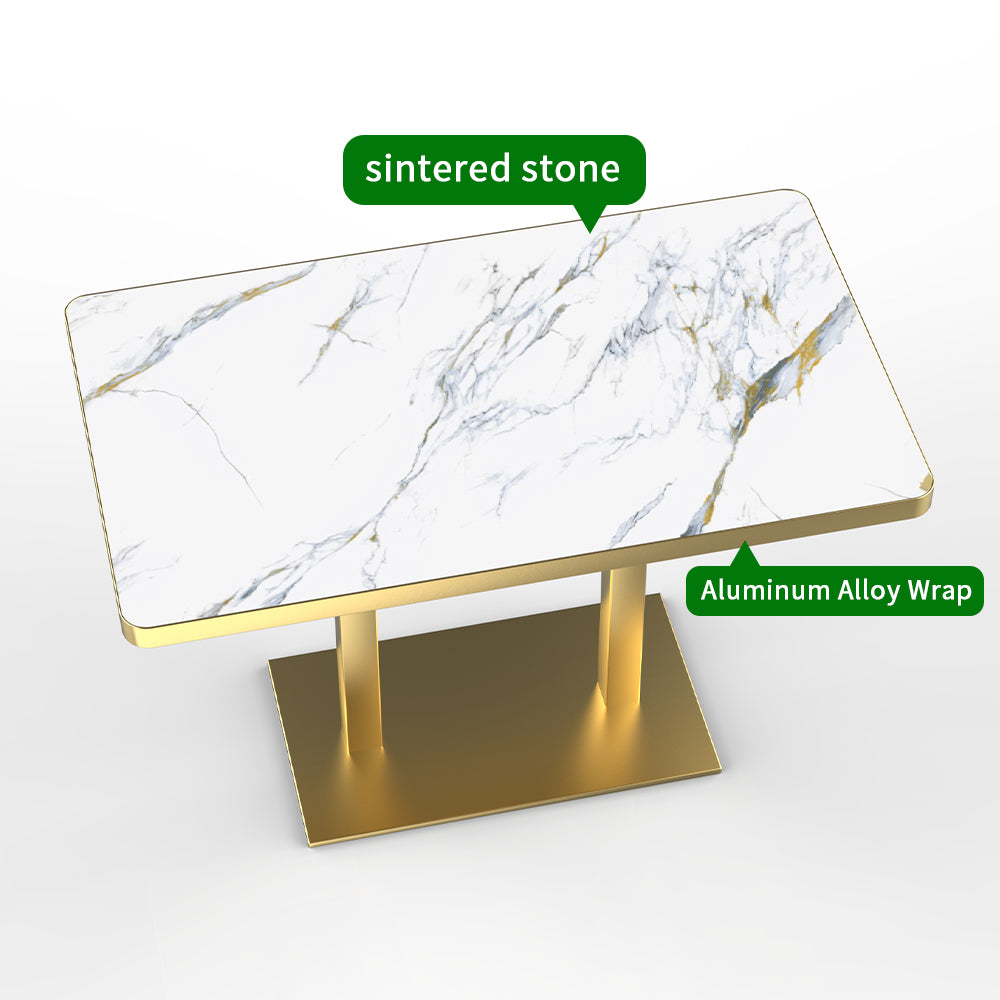 HUALIN Hotel theme restaurant luxury sintered stone dining table, marble dining table, customizable size and color