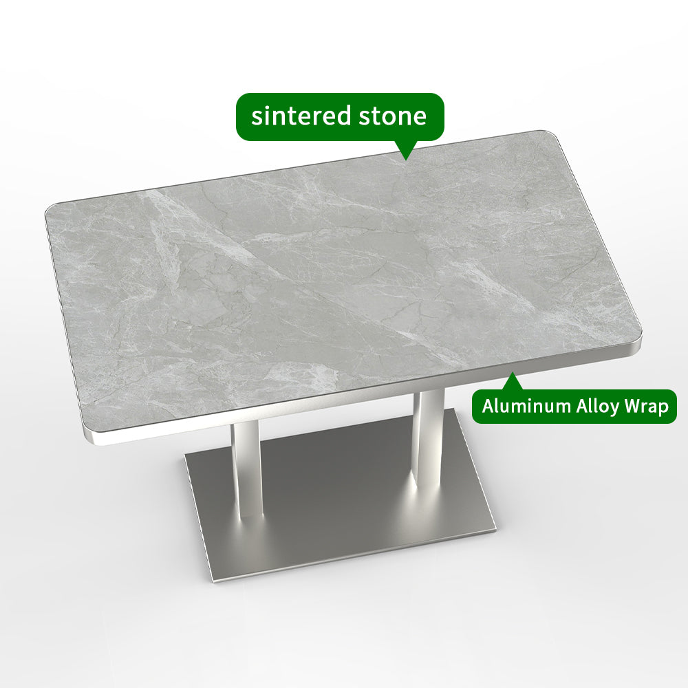 HUALIN Industrial style restaurant grey luxury slate dining table sintered stone dining table custom size and color