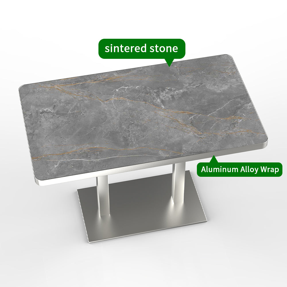 HUALIN Industrial style restaurant grey luxury slate dining table sintered stone dining table custom size and color